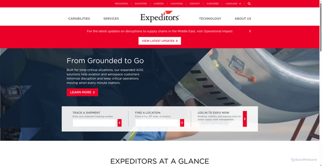 Security scan screenshot of https://www.expeditors.com/