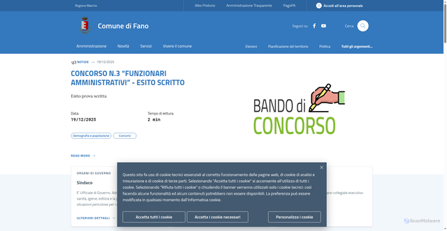 Security scan screenshot of https://www.comune.fano.pu.it/