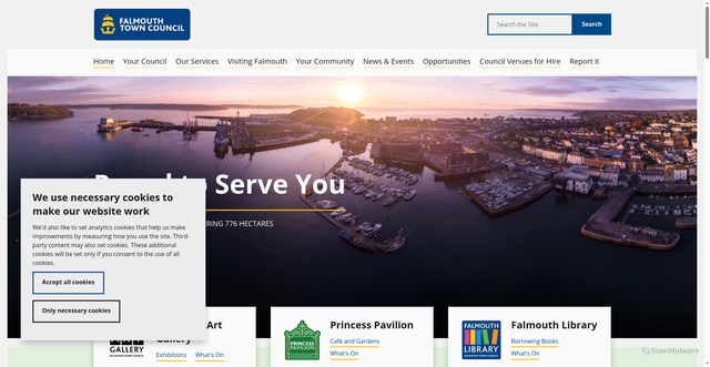 Security scan screenshot of https://www.falmouthtowncouncil.co.uk/