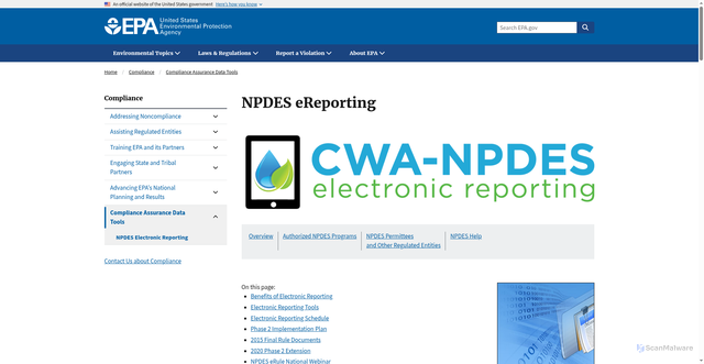 Security scan screenshot of https://npdes-ereporting.epa.gov