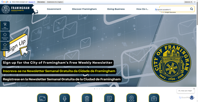 Security scan screenshot of https://framinghamma.gov/