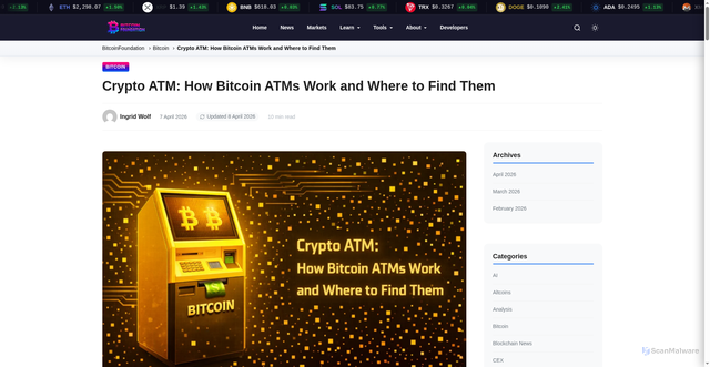 Security scan screenshot of https://bitcoinfoundation.org/news/bitcoin/crypto-atm-how-bitcoin-atms-work-and-where-to-find-them/