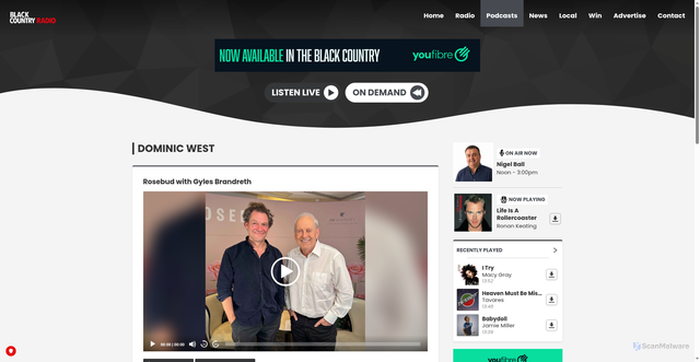 Security scan screenshot of https://www.blackcountryradio.co.uk/podcasts/rosebud-with-gyles-brandreth/episode/dominic-west/