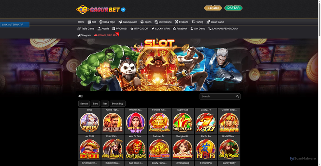 Security scan screenshot of https://cagurbetmoon.top/desktop/game/slot/jili