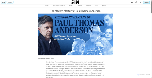 Security scan screenshot of https://www.siff.net/programs-and-events/paul-thomas-anderson