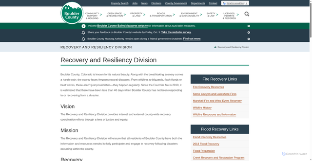 Security scan screenshot of https://bouldercounty.gov/disasters/