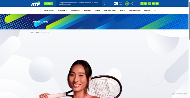 Security scan screenshot of https://www.asiantennis.com/athletes/qinwen-zheng/