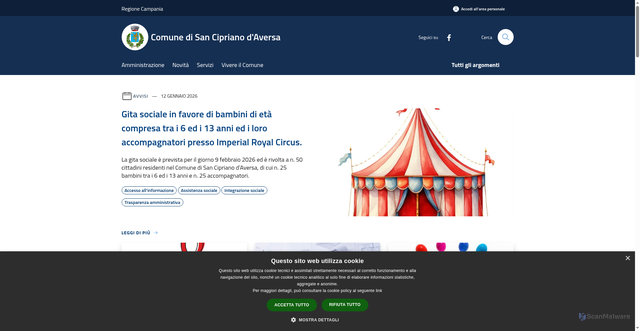 Security scan screenshot of https://www.comune.sanciprianodaversa.ce.it/it