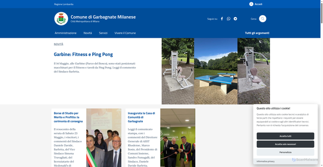 Security scan screenshot of https://www.comune.garbagnate-milanese.mi.it