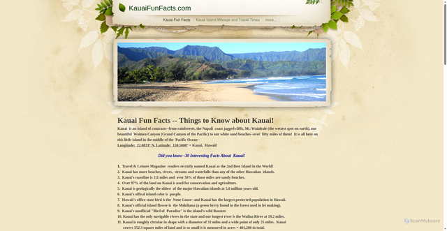 Security scan screenshot of https://kauaifunfacts.com/