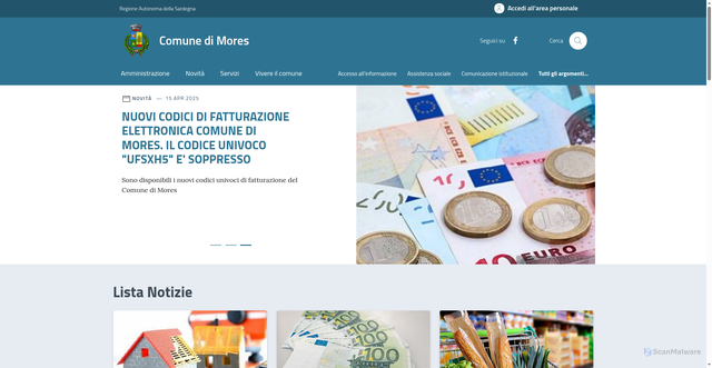 Security scan screenshot of https://comune.mores.ss.it/