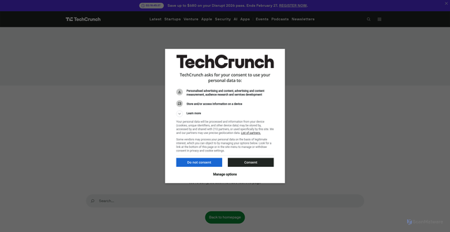 Security scan screenshot of https://techcrunch.com/2026/02/25/