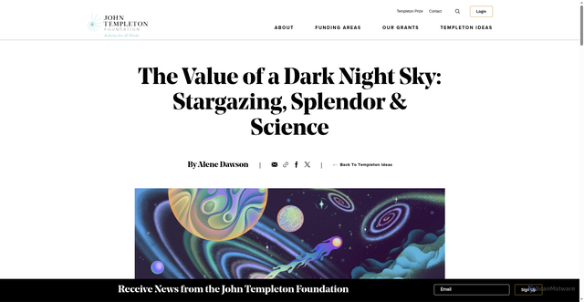 Security scan screenshot of https://www.templeton.org/news/the-value-of-a-dark-night-sky-stargazing-splendor-science?utm_source=Receive+News+from+the+John+Templeton+Foundation&utm_campaign=7737862b04-EMAIL_CAMPAIGN_2026_templetonideas_20260826&utm_medium=email&utm_term=0_-42837b4b08-97355777