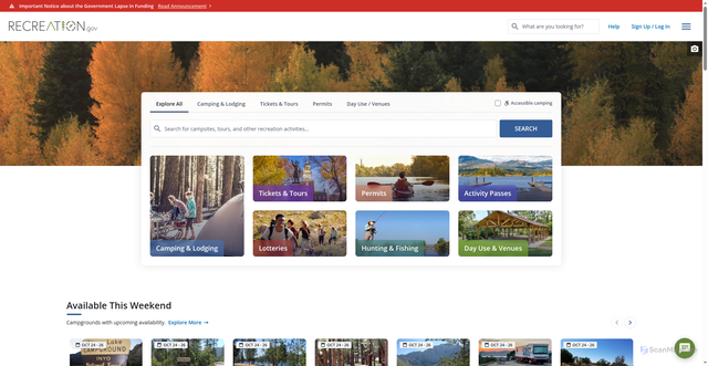 Security scan screenshot of https://www.recreation.gov/