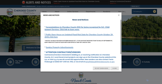 Security scan screenshot of https://www.cherokeecounty-nc.gov/