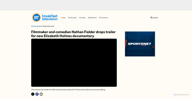 Security scan screenshot of https://www.breakfasttelevision.ca/videos/filmmaker-and-comedian-nathan-fielder-drops-trailer-for-new-elizabeth-holmes-documentary/