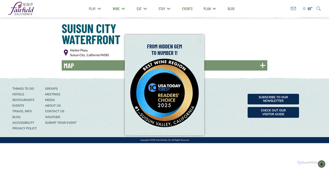 Security scan screenshot of https://visitfairfield.com/directory/suisun-city-waterfront/
