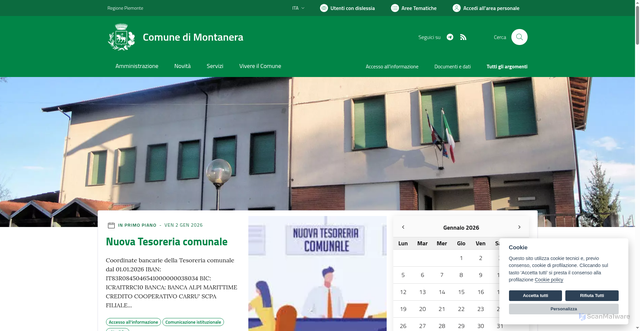 Security scan screenshot of https://www.comune.montanera.cn.it/