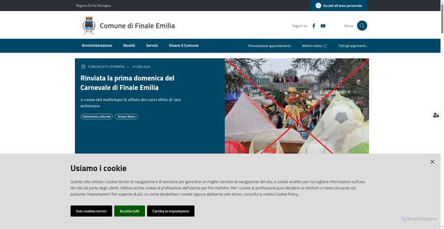 Security scan screenshot of https://www.comune.finale.mo.it/