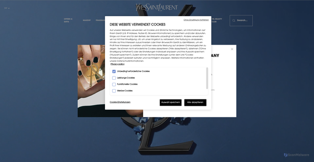 Security scan screenshot of https://yslbeauty.com