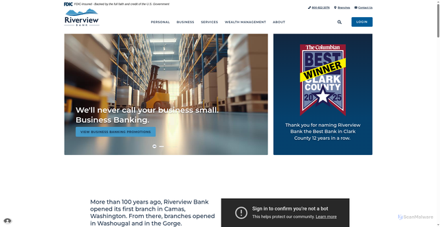 Security scan screenshot of https://www.riverviewbank.com/