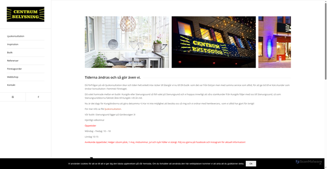 Security scan screenshot of https://centrumbelysning.se