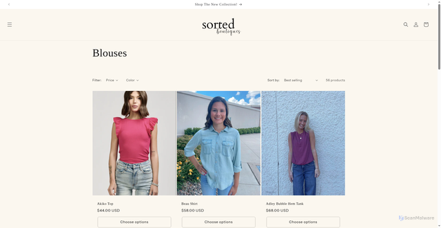 Security scan screenshot of https://pvwpsgtt.top/collections/blouses