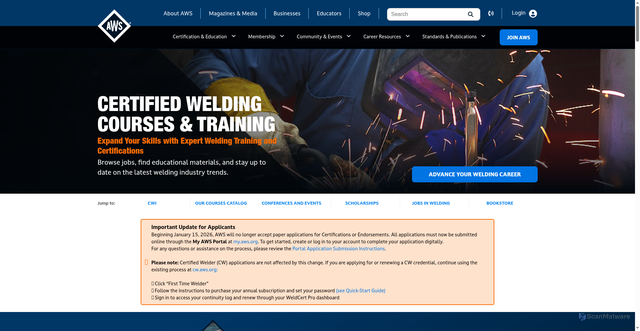 Security scan screenshot of https://www.aws.org