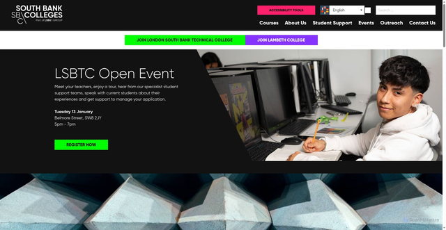 Security scan screenshot of https://www.southbankcolleges.ac.uk/