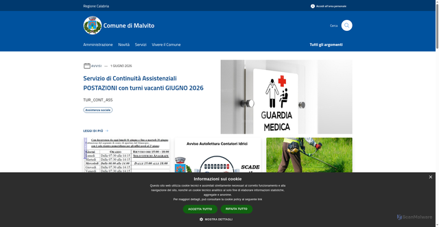 Security scan screenshot of https://comune.malvito.cs.it