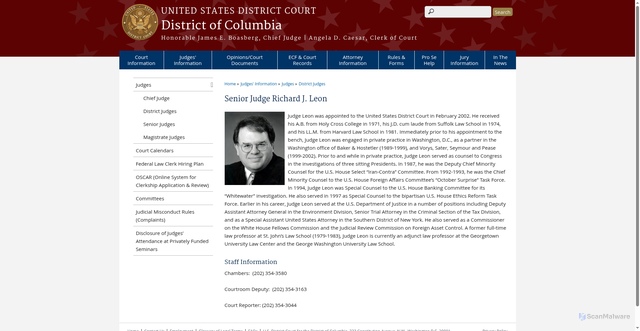 Security scan screenshot of https://www.dcd.uscourts.gov/content/senior-judge-richard-j-leon