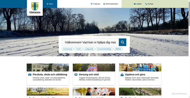 Security scan screenshot of https://toreboda.se/