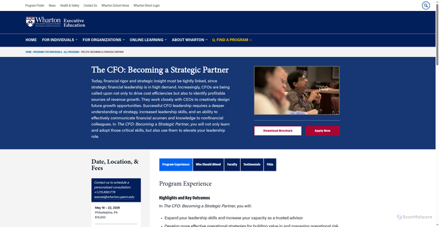 Security scan screenshot of https://executiveeducation.wharton.upenn.edu/for-individuals/all-programs/the-cfo-becoming-a-strategic-partner/