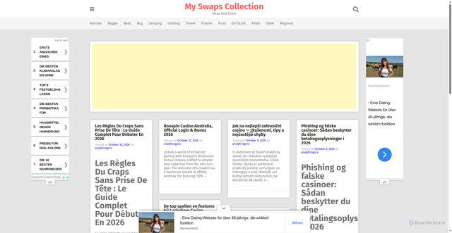 Security scan screenshot of https://myswapscollection.com