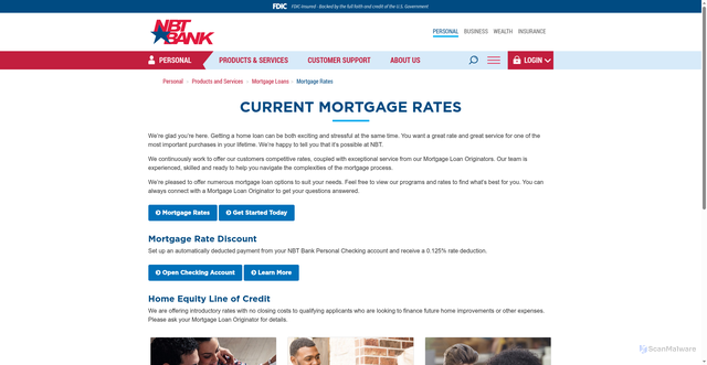 Security scan screenshot of https://www.nbtbank.com/mortgagerates/