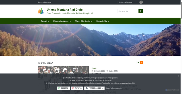 Security scan screenshot of https://www.unionealpigraie.it