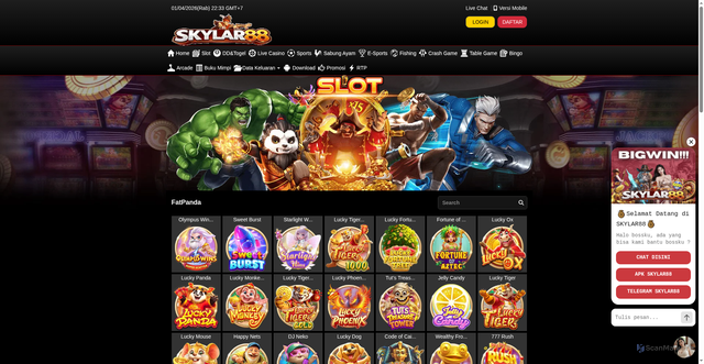 Security scan screenshot of https://apkskylar88.com/desktop/game/slot/fatpanda