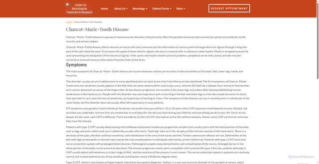 Security scan screenshot of https://www.neurocntr.com/charcot-marie-tooth-disease/