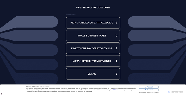 Security scan screenshot of https://usa-investment-tax.com