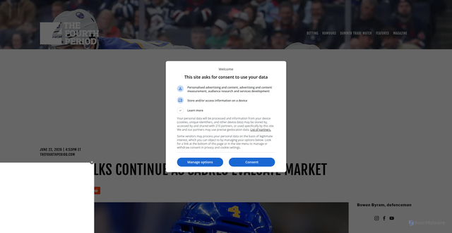 Security scan screenshot of https://www.thefourthperiod.com/jun-2026/byram-talks-continue-as-sabres-evaluate-market