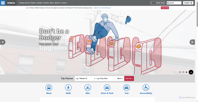 Security scan screenshot of https://www.sfmta.com/