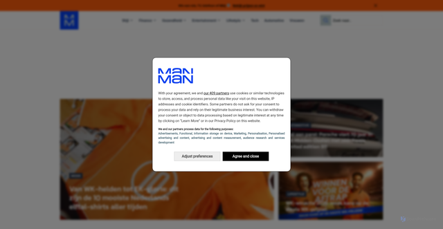 Security scan screenshot of https://man-man.nl