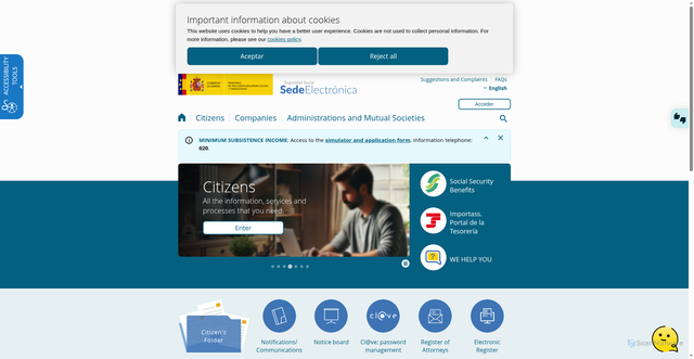 Security scan screenshot of https://sede.seg-social.gob.es/wps/portal/sede/sede/Inicio?changeLanguage=en