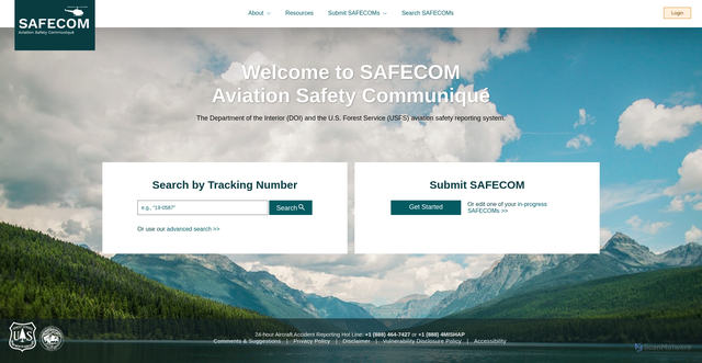 Security scan screenshot of https://safecom.gov/