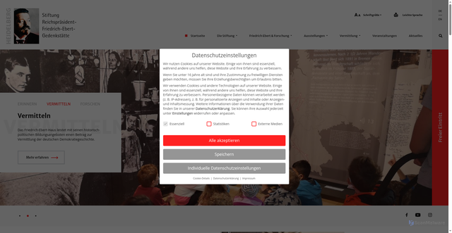 Security scan screenshot of https://ebert-gedenkstaette.de/