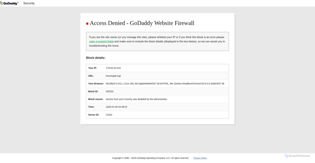Security scan screenshot of https://housingall.org/