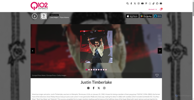 Security scan screenshot of https://www.wkrq.com/artist/596ffa74-3d08-44ef-b113-765d43d12738