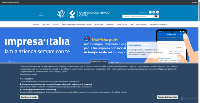 Security scan screenshot of https://www.cn.camcom.it/
