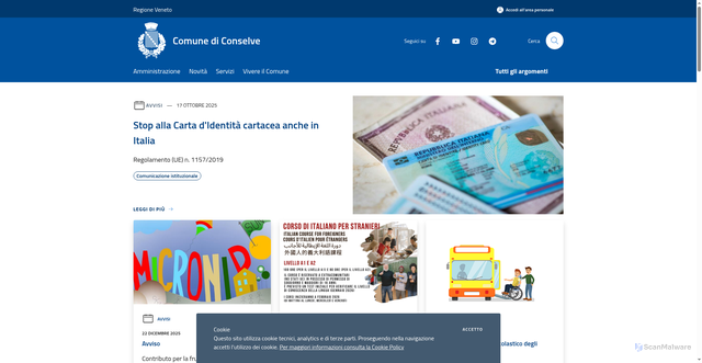 Security scan screenshot of https://www.comune.conselve.pd.it/it