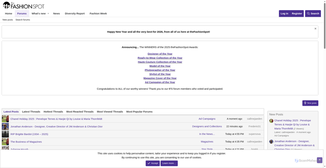 Security scan screenshot of https://forums.thefashionspot.com